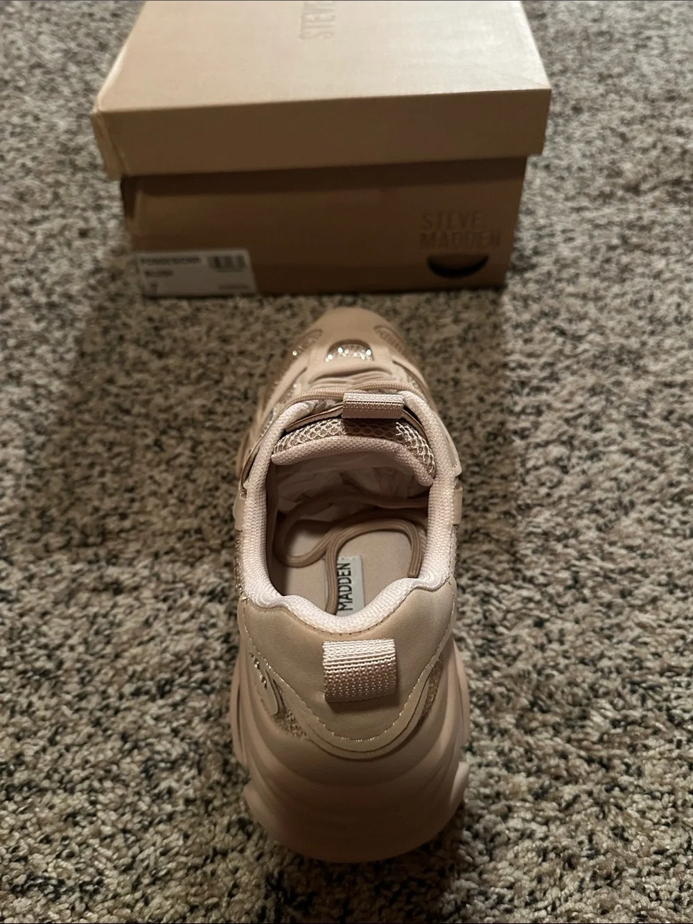 Steve Madden Kids Chunky Sneaker in Blush Pink with Rhinestones